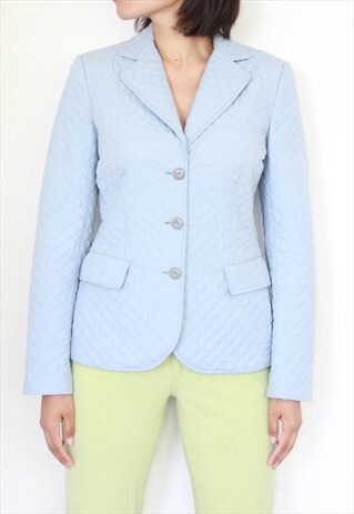 SALVATORE FERROGARMO BABY BLUE QUILTED JACKET BLAZER