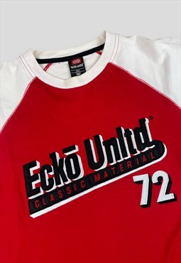 Ecko Vintage Y2K Red and white T-shirt Embroidered design