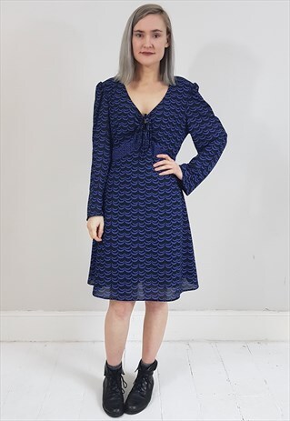 DESIGNER SECONDHAND 'HORNSBY' BLUE DRESS WITH WAIST TIE
