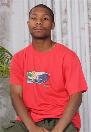 VINTAGE FILA GRAPHIC T-SHIRT RED