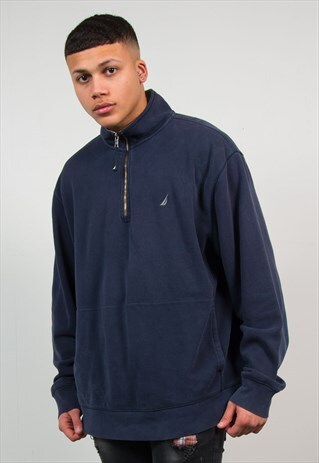 NAUTICA NAVY BLUE QUARTER ZIP SWEATSHIRT