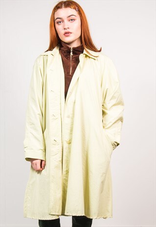 VINTAGE 90'S PASTEL YELLOW LONG OVERSIZED MAC COAT