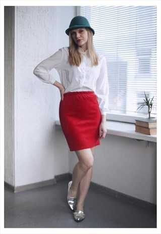 VINTAGE 70'S RED VELVET MINI SKIRT