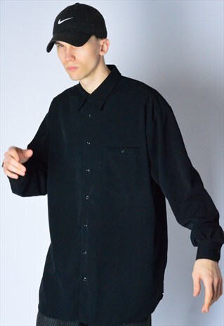 VINTAGE 90S BLACK MINIMALIST LONG SLEEVE SHIRT