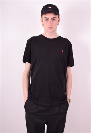 POLO RALPH LAUREN MENS VINTAGE T-SHIRT TOP LARGE BLACK 90S