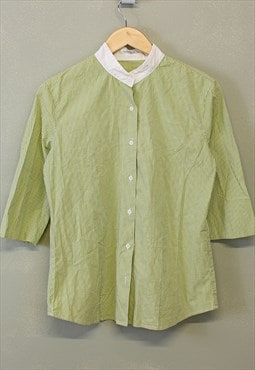 Vintage Y2K Check Blouse Green Three Quarter Length Sleeve