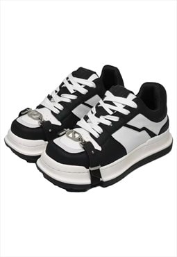 Chain sneakers chunky sole trainers going out shoes in black