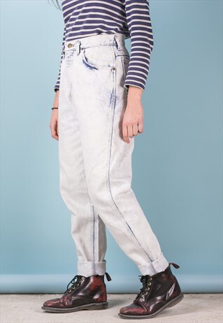 VINTAGE LEE ACID WASH MOM JEANS HIGH WAISTED