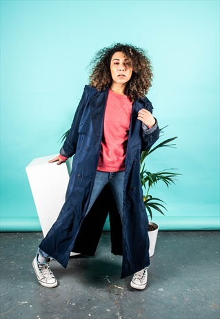 VINTAGE TRENCH COAT IN NAVY BLUE