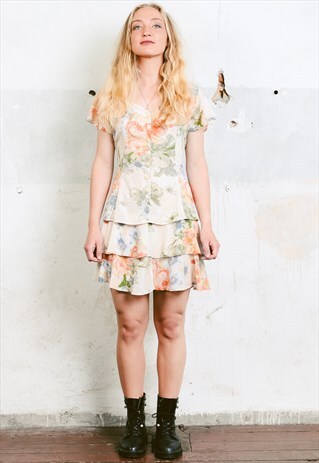 VINTAGE 90S FLORAL CHIFFON GRUNGE DRESS