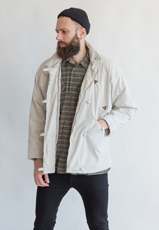 VINTAGE 80S PUFFER ZIP UP SKI JACKET WITH HOOD