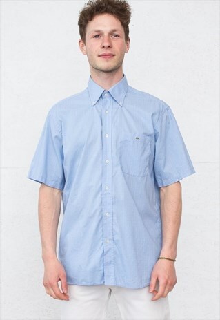 VINTAGE BLUE LACOSTE CHECKERED SHORT SLEEVE SHIRT