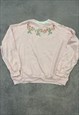 VINTAGE SWEATSHIRT EMBROIDERED FLOWERS PATTERNED JUMPER