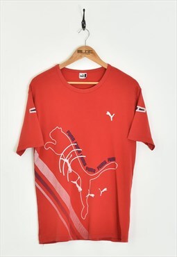 Vintage Puma T-Shirt Red Medium