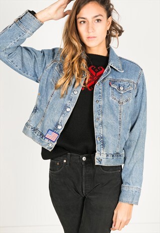 VINTAGE 80S LEVI'S PATCHED DENIM JACKET / R0971