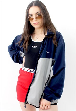 90'S RETRO BLUE & GREY OVERSIZED TRACK JACKET