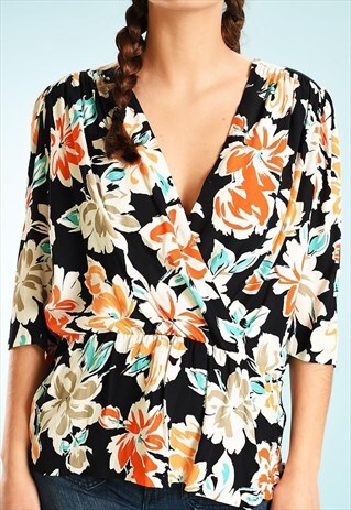 90'S RETRO DRAPED PARIS CHIC BLOUSE TOP
