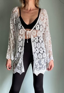 Vintage Crochet and Lace Cover Up Cardigan