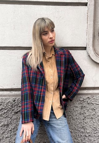 VINTAGE MOSCHINO 90S BLAZER WOMEN JACKET TARTAN