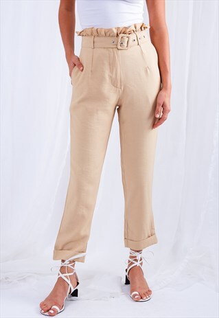 BROOKLYN PAPERBAG TROUSERS - BEIGE