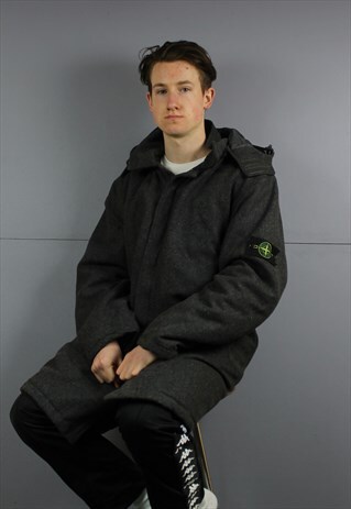 VINTAGE STONE ISLAND STYLE HEAVY COTTON TRENCH COAT