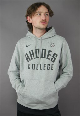 Vintage Nike Rhodes College Hoodie in Grey with Logo
