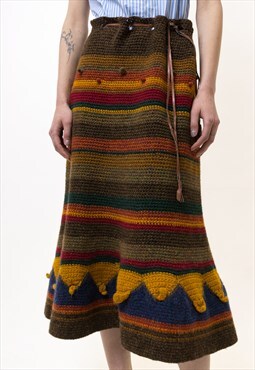Maxi Wool Handknitted Maxi A Line Skirt size Medium 5544