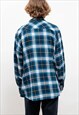 VINTAGE 90S CASUAL RELAXED BLUE CHECK BUTTON UP SHIRT MEN L