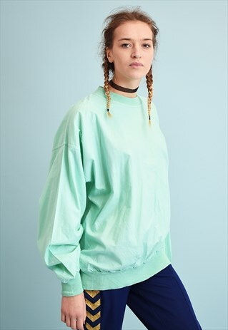80'S RETRO ATHLEISURE SPORTS MINTY THIN SWEATSHIRT JUMPER