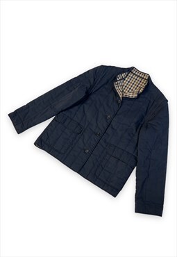 Vintage Aquascutum coat quilted jacket navy blue