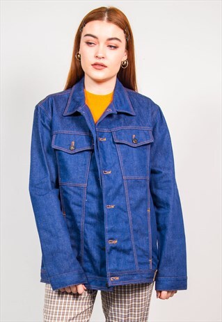 VINTAGE 80'S DARK BLUE DENIM OVERSIZED JACKET