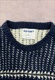 OLD NAVY KNITTED JUMPER BEAR PATTERNED GRANDAD SWEATER