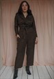 VINTAGE 80S TROUSER SUIT IN BLACK WITH GOLD STRIPE