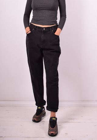 LEE WOMENS VINTAGE JEANS W30 L28 BLACK 90'S