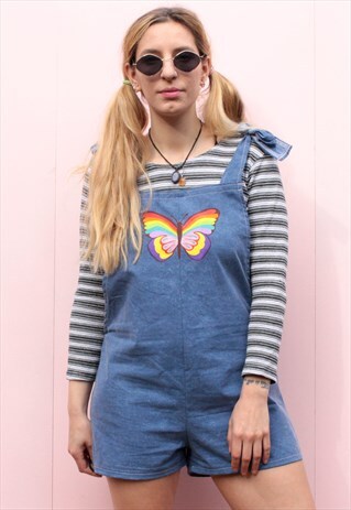RAINBOW BUTTERFLY HAND PAINTED FESTIVAL SHORT PLAYSUIT