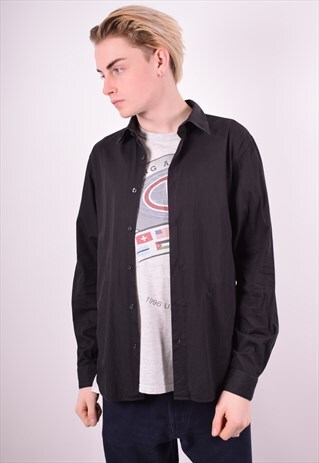 CALVIN KLEIN MENS VINTAGE SHIRT LARGE BLACK 90'S