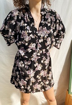 Vintage 90s Haute Boheme Abstract Floral blouse tunic top