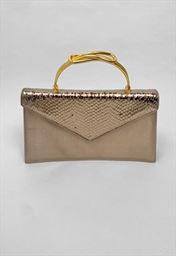 Renata Of Italy Bronze Metallic Vintage 80's Leather Bag