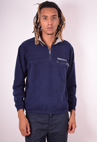 NORTH SAILS MENS VINTAGE FLEECE JUMPER MEDIUM NAVY BLUE 90S
