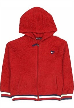 Tommy Hilfiger 90's Sherpa Zip Up Hoodie Large Red