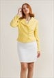 VINTAGE PREPPY DOUBLE BREASTED CROPPED BLAZER IN YELLOW XS