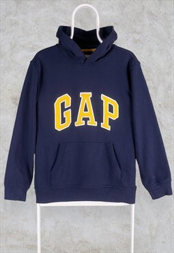 Blue Gap Hoodie Yellow Spell Out Small
