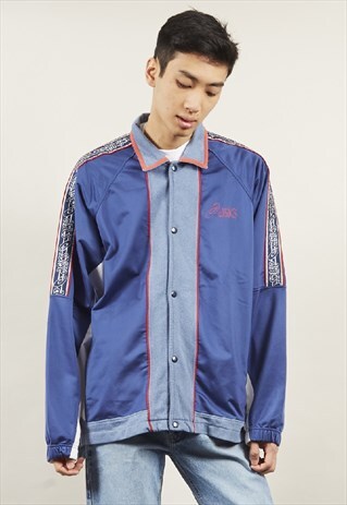 VINTAGE 80'S ASICS BLUE TRACKSUIT SPORTS JACKET