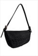 FENDI HANDBAG SHOULDER BAG AUTHENTIC BAGUETTE BLACK FF ZUCCA