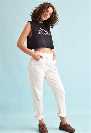 90'S RETRO NEUTRAL HIGH WAIST CORDUROY TROUSERS