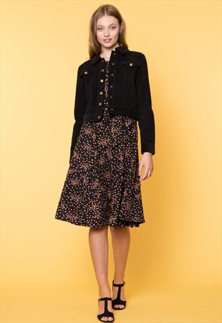 BLACK CORDUROY BUTTON UP JACKET