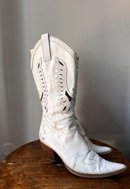 Vintage 00s Y2K Cowboy Boots  in White UK 6 EU 39