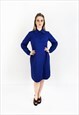 Vintage 70's classic minimalist dress in dark blue