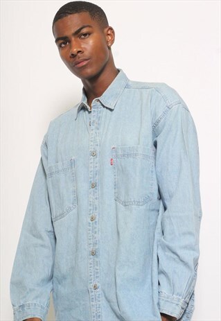 VINTAGE LEVIS HEAVY DENIM SHIRT BLUE