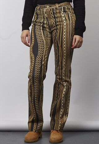 VINTAGE 90'S CAVALLI CHAIN PRINT JEANS